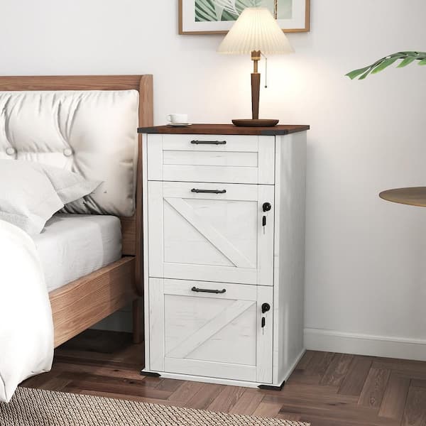 3-Drawer White Wood 17. 72 in. W Vertical File Cabinet