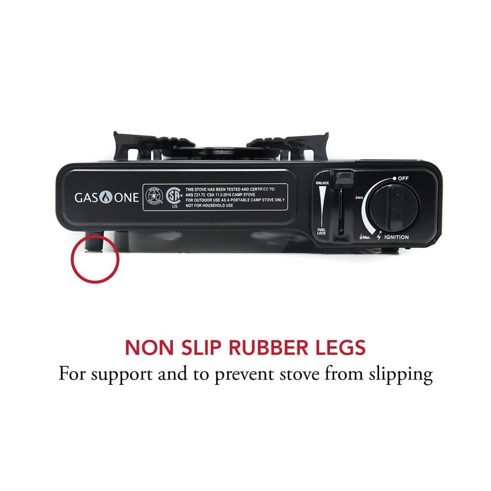 Black Portable Gas Stove with Carrying Case, 9,000 BTU