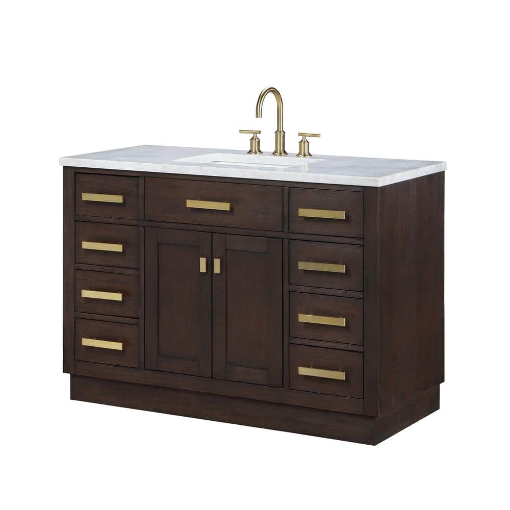 Chestnut 48" Brown Pine Vanity with White Ceramic Sink