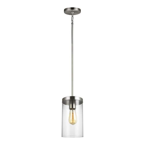 Generation Lighting Zire 1-Light Brushed Nickel Pendant with Clear Glass Shade