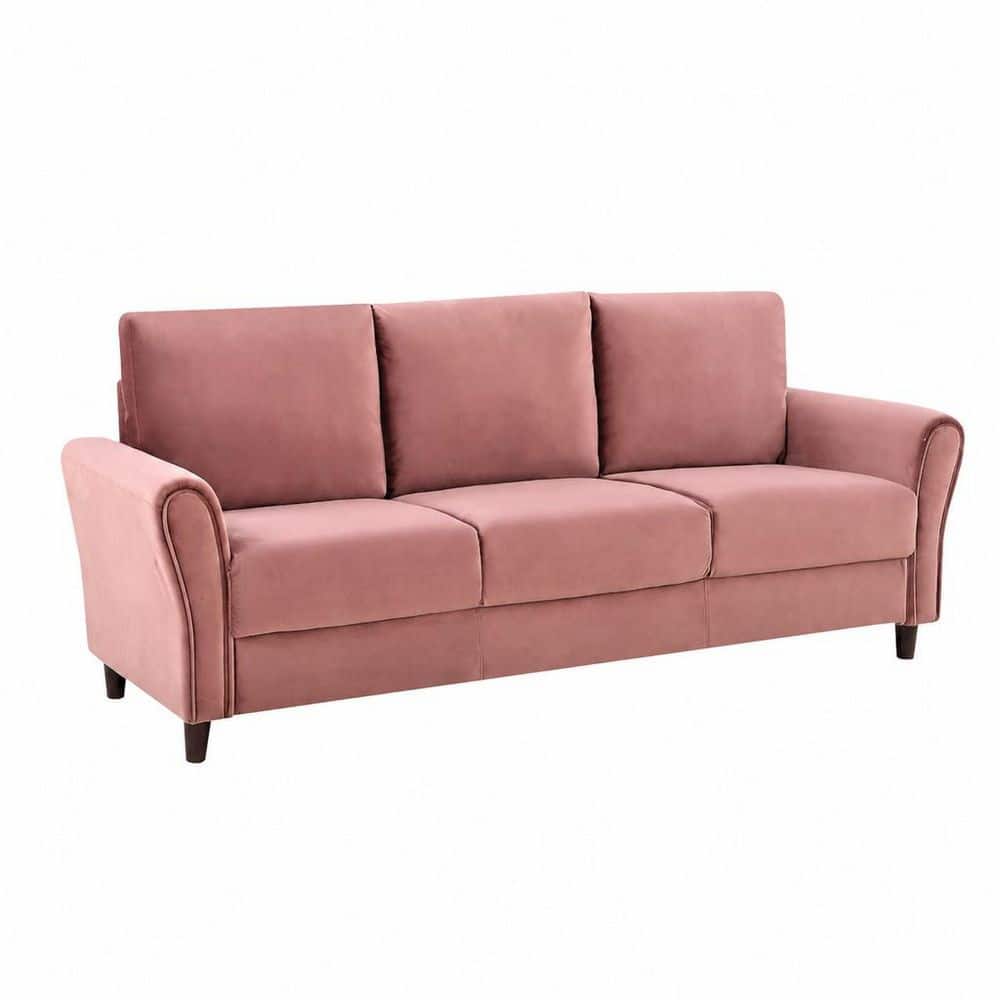 Mid‑Century 80.31 in. Curved Arm Polyester Rectangular Sofa in Dark Pink price history on PriceWatchPro