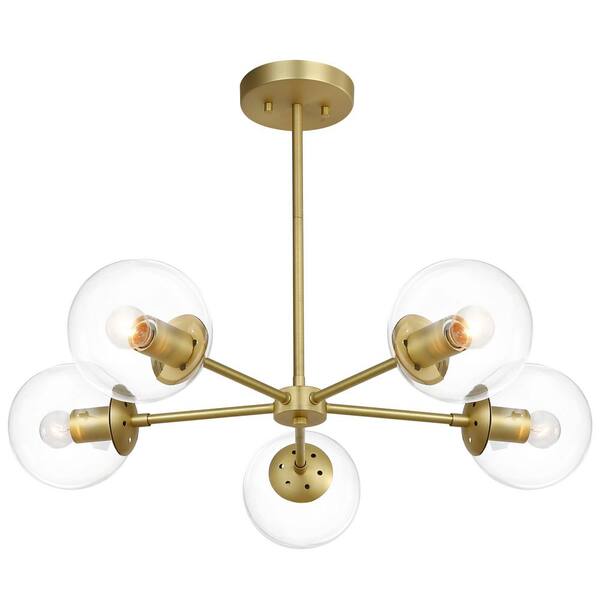 Light Society Grammercy 5-Light Brass/Clear in Chandelier
