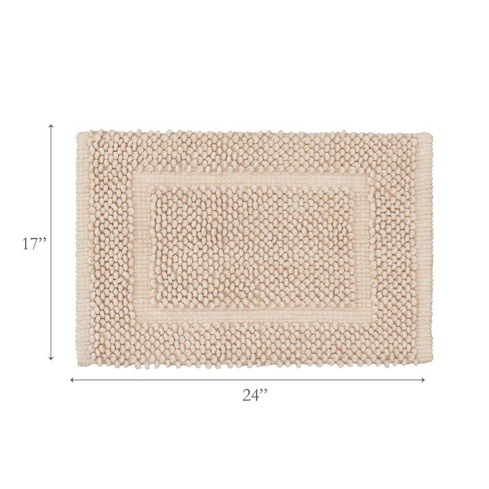Ivory Chenille Cotton Non-Slip Bath Mat 17" x 24"
