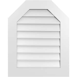 24 in. x 30 in. Octagonal Top Surface Mount PVC Gable Vent: Decorative with Standard Frame