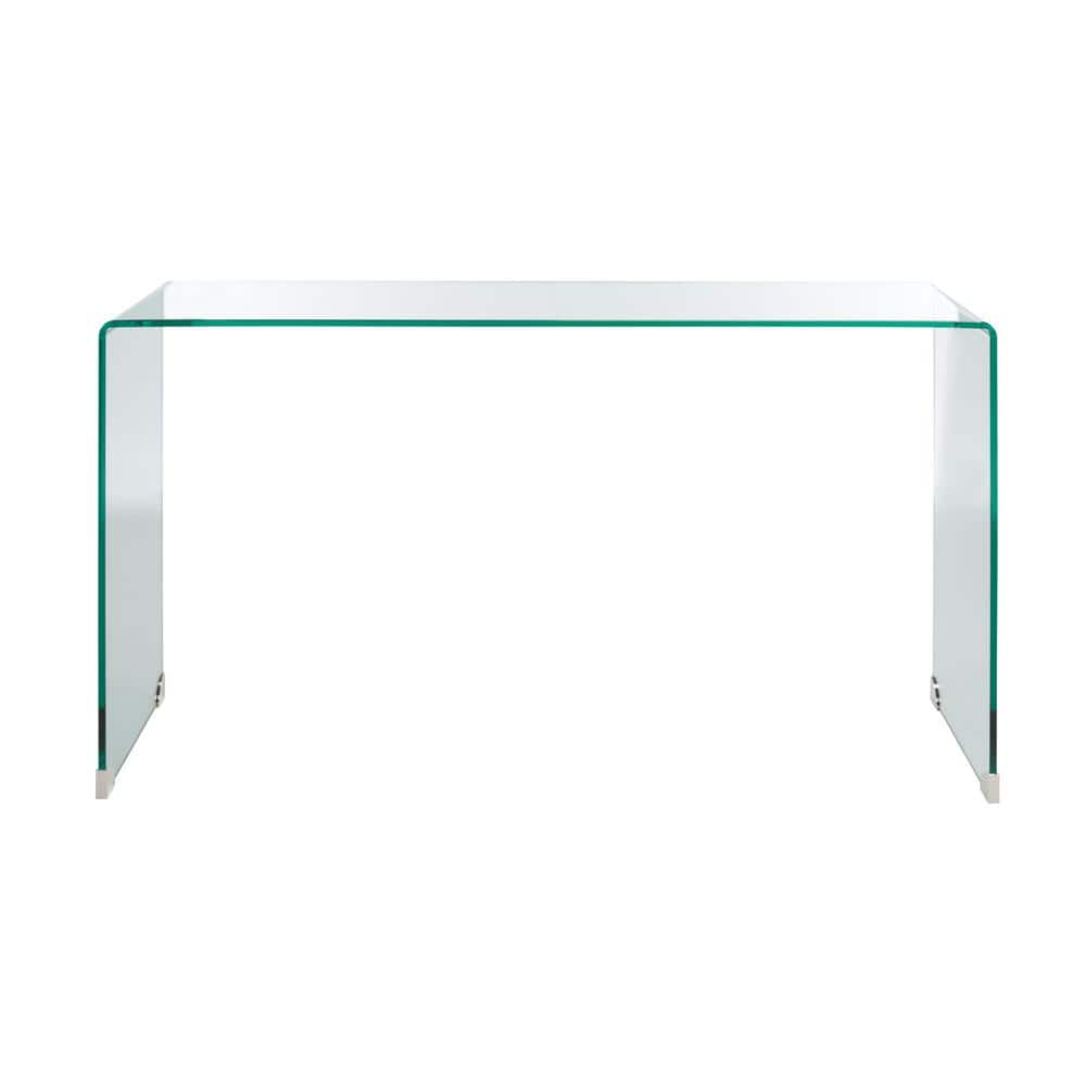 Huck Clear Tempered Glass Console Table with Rounded Corners
