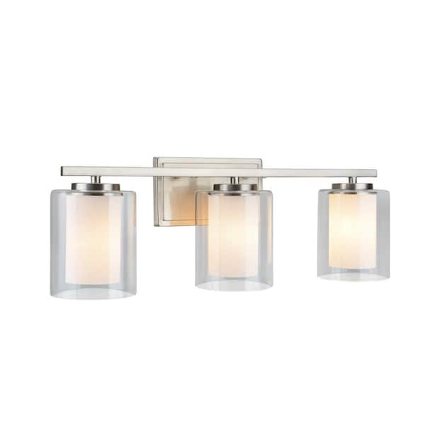 Brushed Nickel Aspen Creative 62111 3 Light Bathroom Vanity Wall Light Fixture Brushed Nickel Aspen Creative 62111 3 Light Bathroom Vanity Wall Light Fixture