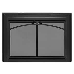 Uniflame Medium Gerri Black Cabinet-style Fireplace Doors with Smoke Tempered Glass