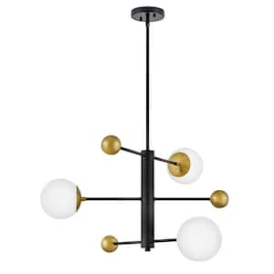 Auggie 3-Light Black Globe Chandelier