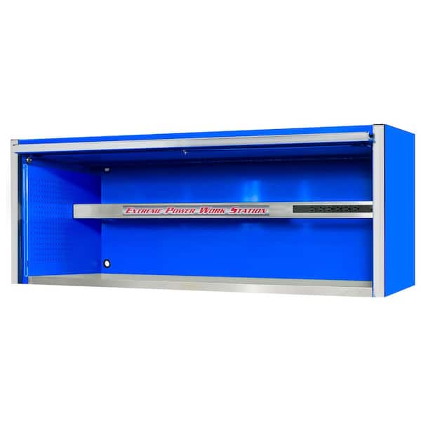 Extreme Tools EXQ Professional 72 in. 0-Drawer Blue Extreme Power Workstation Hutch with Chrome Handles