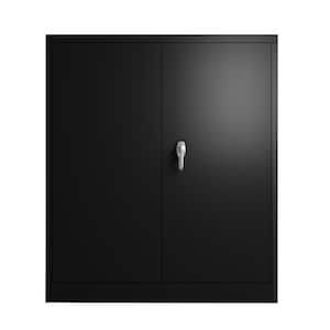 36 in. W x 41.6 in. H x 18 in. D Steel Freestanding Storage Cabinet with 2 Door and 2 Adjustable Shelves Set in Black