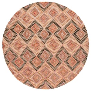 Aspen Gold/Olive 6 ft. x 6 ft. Bohemian Diamond Round Area Rug