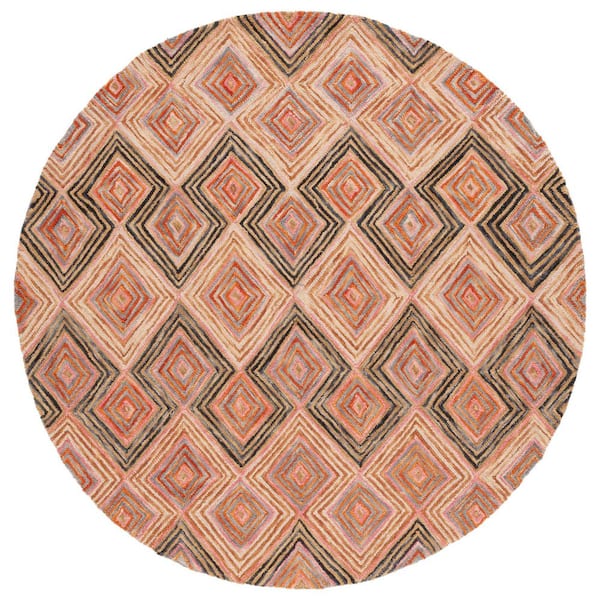 SAFAVIEH Aspen Gold/Olive 6 ft. x 6 ft. Bohemian Diamond Round Area Rug