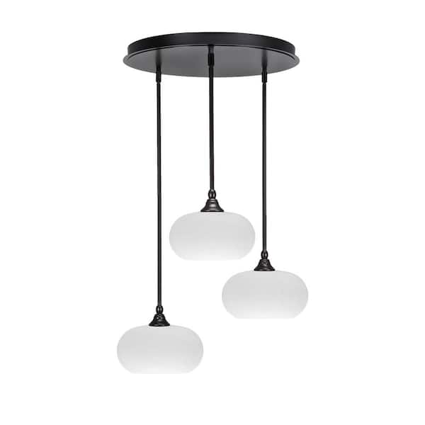 Unbranded Villa 3 Light Espresso Pendant, Cluster Pendant Light with 10 in. White Muslin Glass Shades, No bulb Included