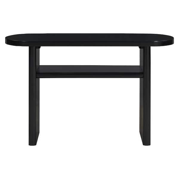 Unbranded Black Wood Outdoor Side Table, Console Table with Rounded Edges, Sturdy Shelf Design for Entryway, Living Room