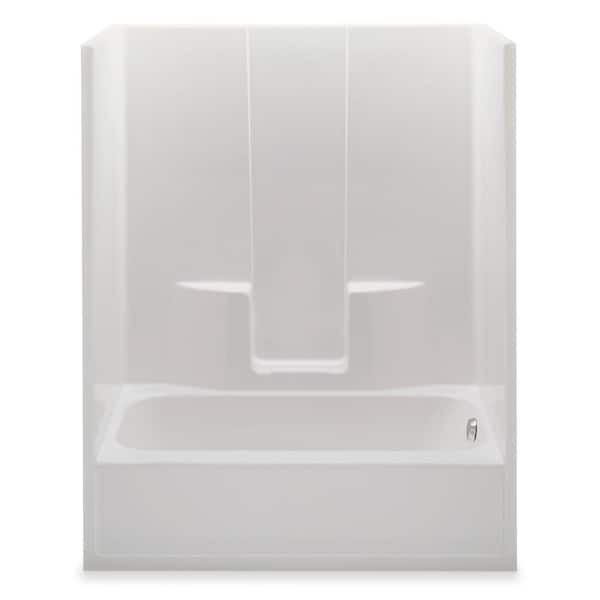 Everyday 60 in. x 34.5 in. x 76.5 in. 1-Piece Bath and Shower Kit with Right Drain in White