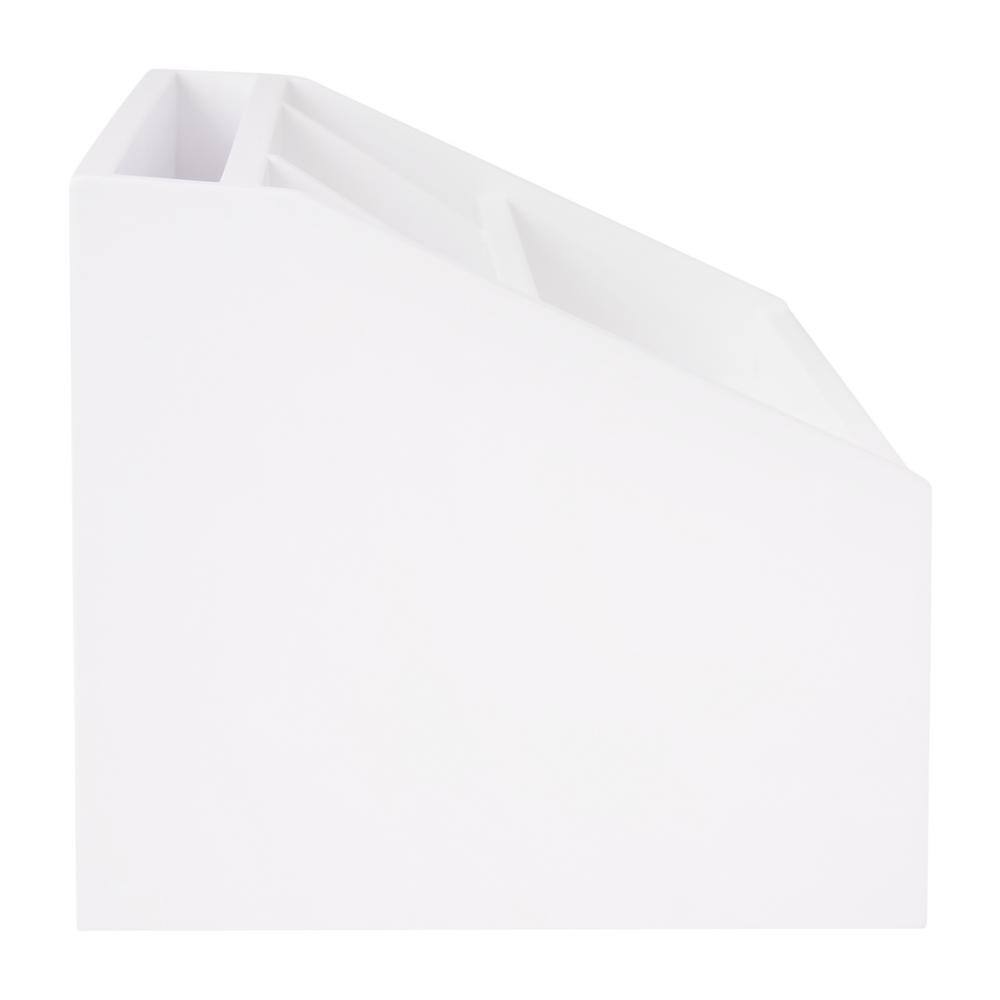 White Wooden Desktop Organizer with Open Storage Compartments