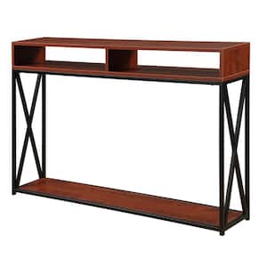 Tucson 48 in. Cherry/Black Standard Rectangle Wood Console Table with Shelves