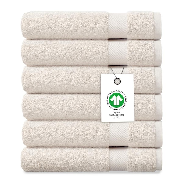 Ivory Solid 100% Organic Cotton Luxuriously Plush Wash Cloths (Set of 6)