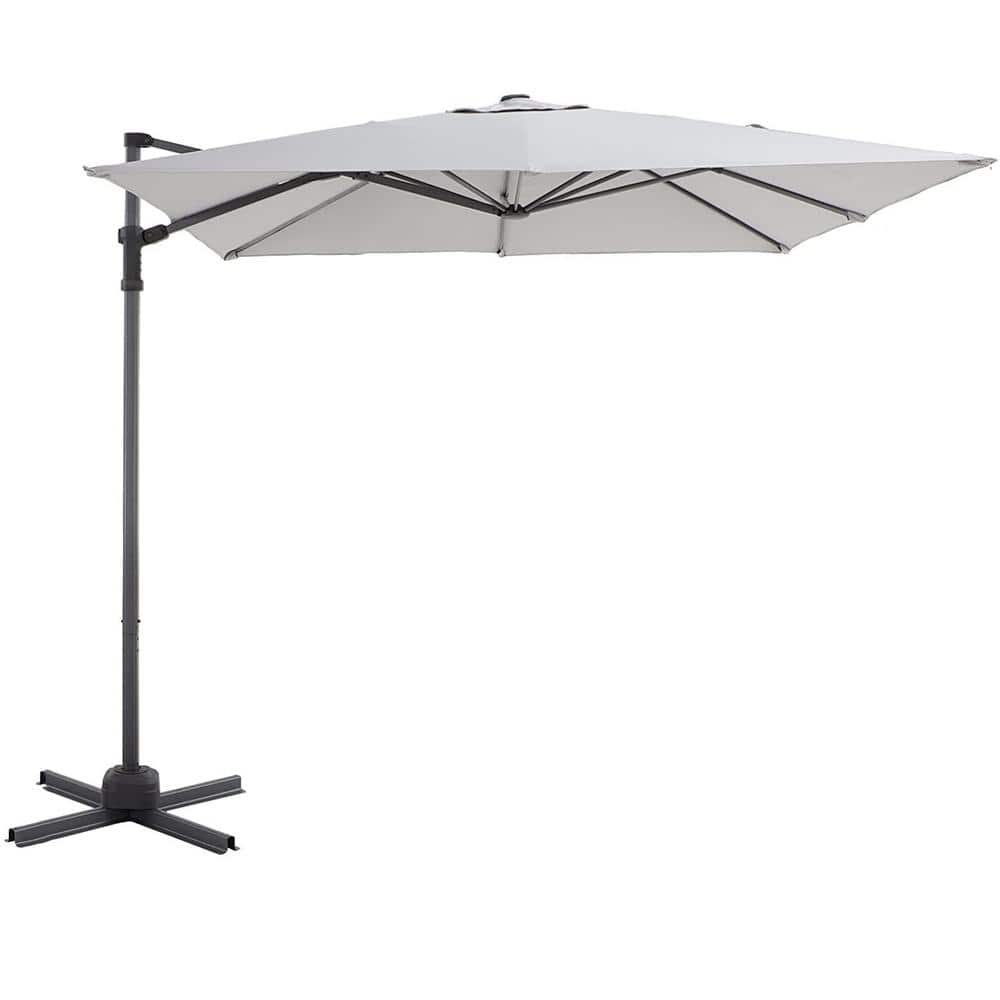 8 ft. Outdoor Offset Hanging Cantilever Patio Umbrella in Light Gray