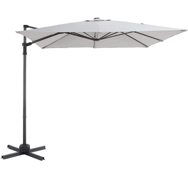 Unbranded 8 ft. Outdoor Offset Hanging Cantilever Patio Umbrella in Light Gray