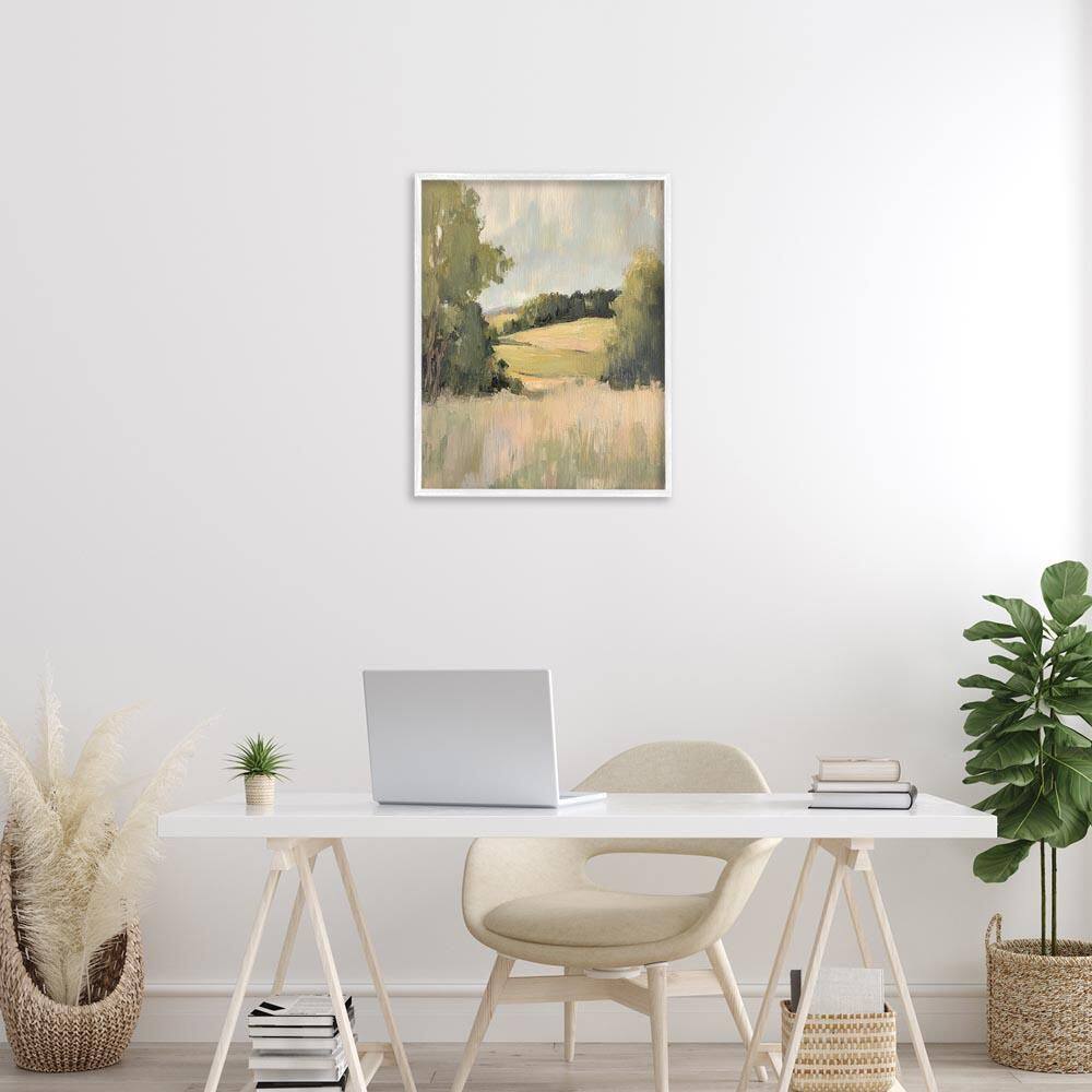 Painterly Green Valley View by Petal Prints Design White Framed Nature Giclee Art Print 30 in. x 24 in. price history on PriceWatchPro