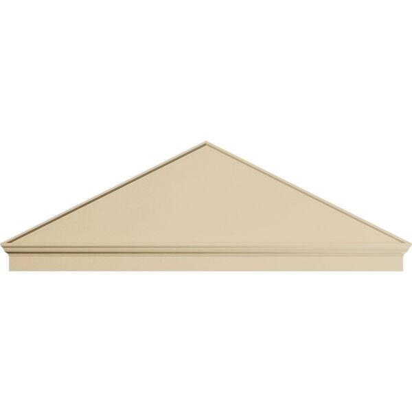 84-in. W x 27-7/8-in. H x 2-3/4-in. P (Pitch 6/12) Peaked Cap Smooth Signature Urethane Combination Pediment, Primed Tan