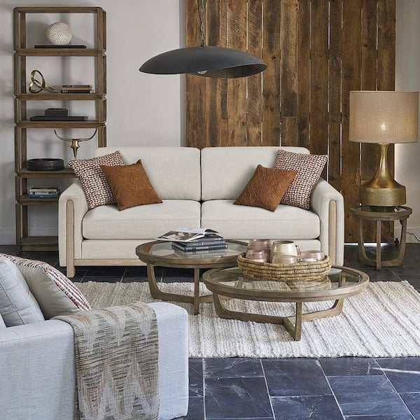 Broadway 80.5 in W Track Arm Textured Upholstery Rectangle Sofa in Beige