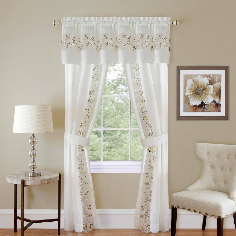 Achim Home Furnishing 55" Panache Tan Floral Traditional Window Curtain Panel 