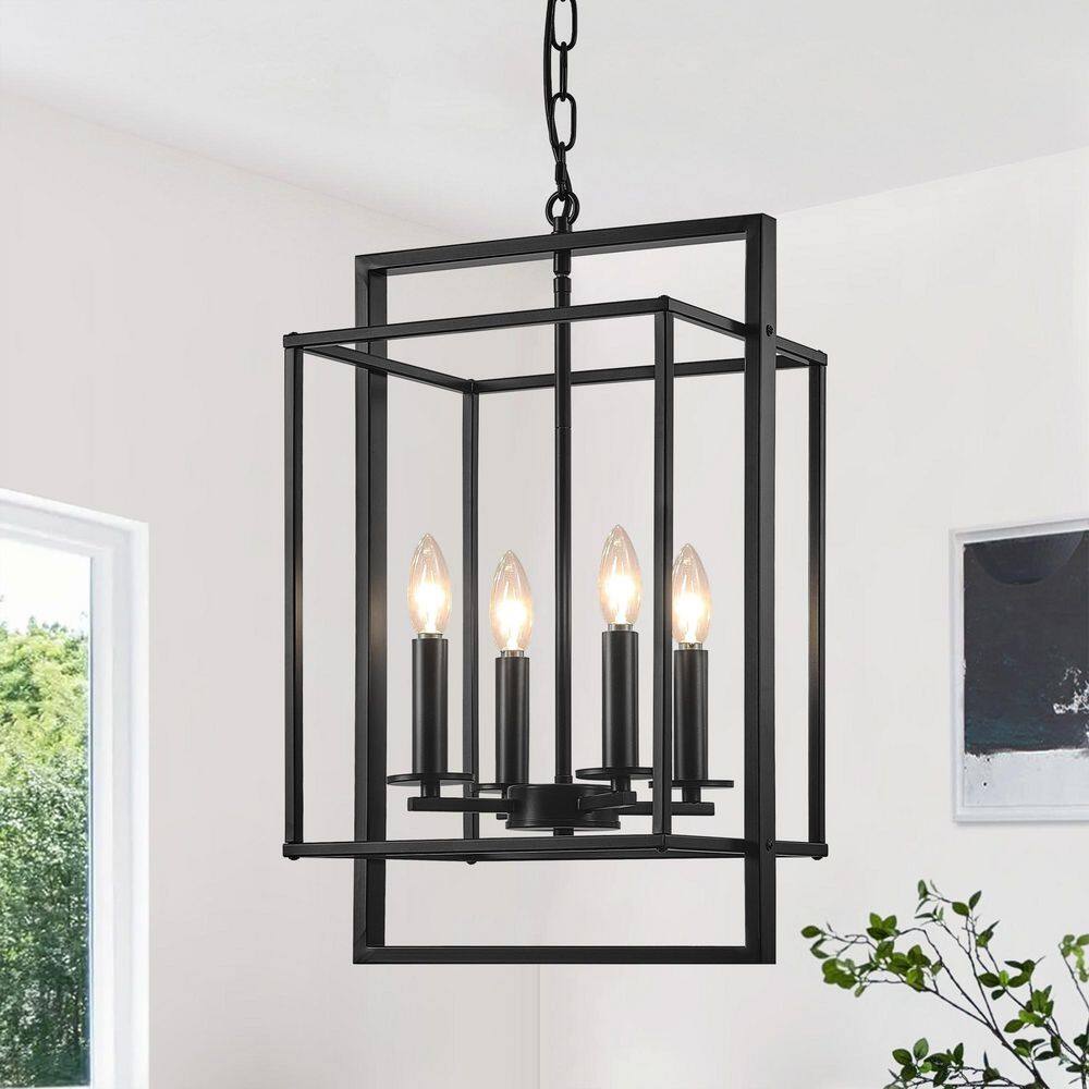 4-Light Modern Black Rectangle Chandelier Lantern Pendant Lighting Fixture for Kitchen price history on PriceWatchPro