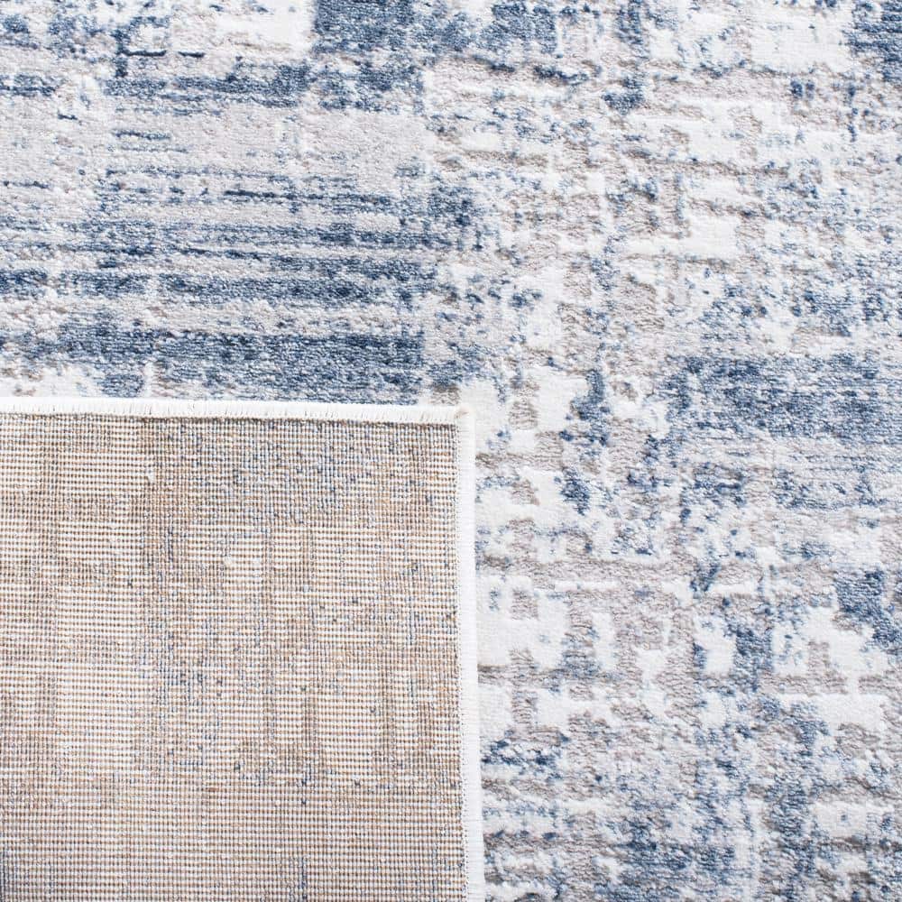 Amelia Blue and Gray Geometric Synthetic 10' x 14' Area Rug