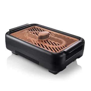 150 sq. in. Black Copper Non-Stick Ti-Ceramic Electric Smoke-less Indoor Grill with Smoke Extraction Fan