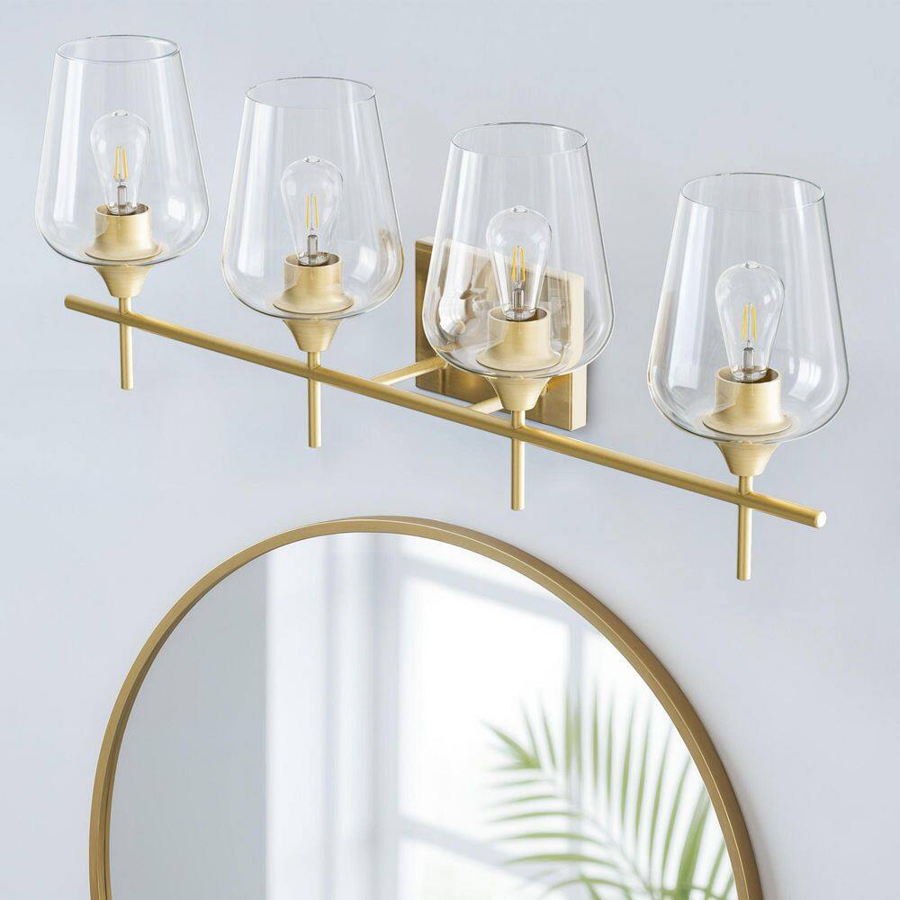 4-Light Antique Brass Wall Sconce Vanity Lights with Glass Shade price history on PriceWatchPro