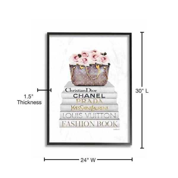Stupell Industries Fashion Designer Pink Flower Purse Bookstack White  WatercolorAmanda Greenwood Framed Abstract Wall Art 30 in. x 24 in.  agp-222_fr_24x30 - The Home Depot