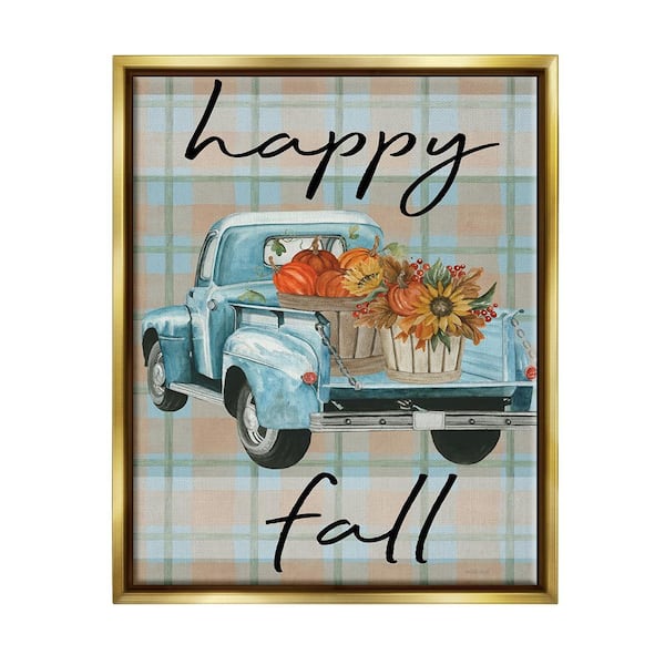 Stupell Industries Happy Fall Flower Truck by Cindy Jacobs 1 Piece Floater Frame Graphic Print Travel Poster Art Print 21 in. x 17 in.