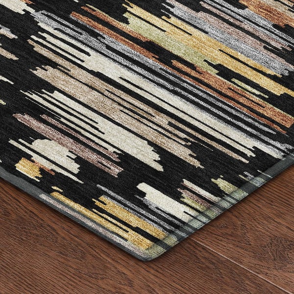 Mayfield Premium Machine Washable Abstract AMF2502 Black 10 ft. x 14 ft. Area Rug