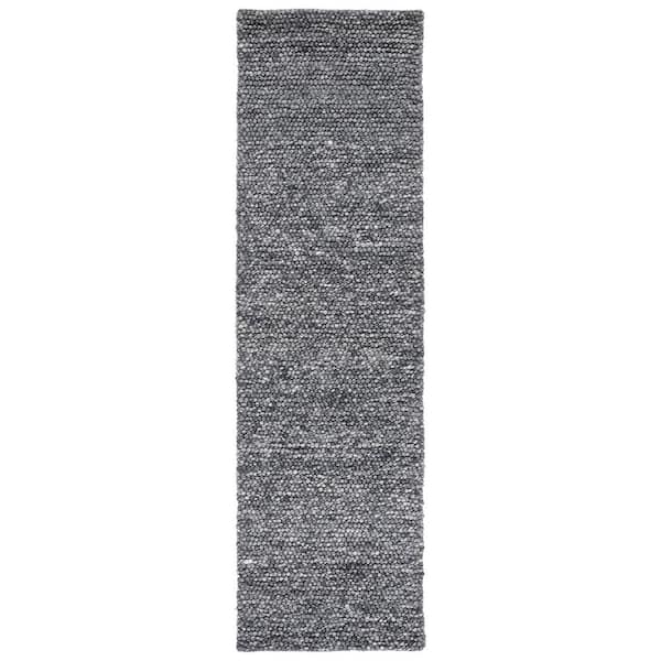 Natura 2 ft. x 12 ft. Dark Gray Solid Runner Rug