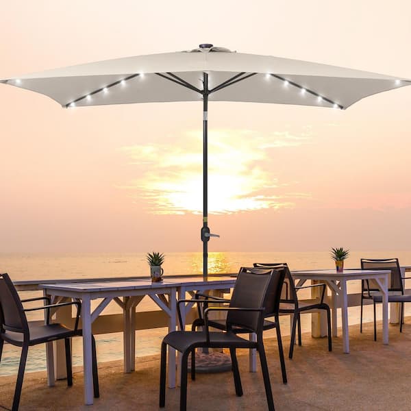 10 foot patio table umbrella home depot FLAME&SHADE ft Solar Powered Outdoor Market with LED Lights and Tilt, Red : Patio, Lawn & Garden Crafted with a robust iron metal frame FASHION FINESSE LLC 10 ft.