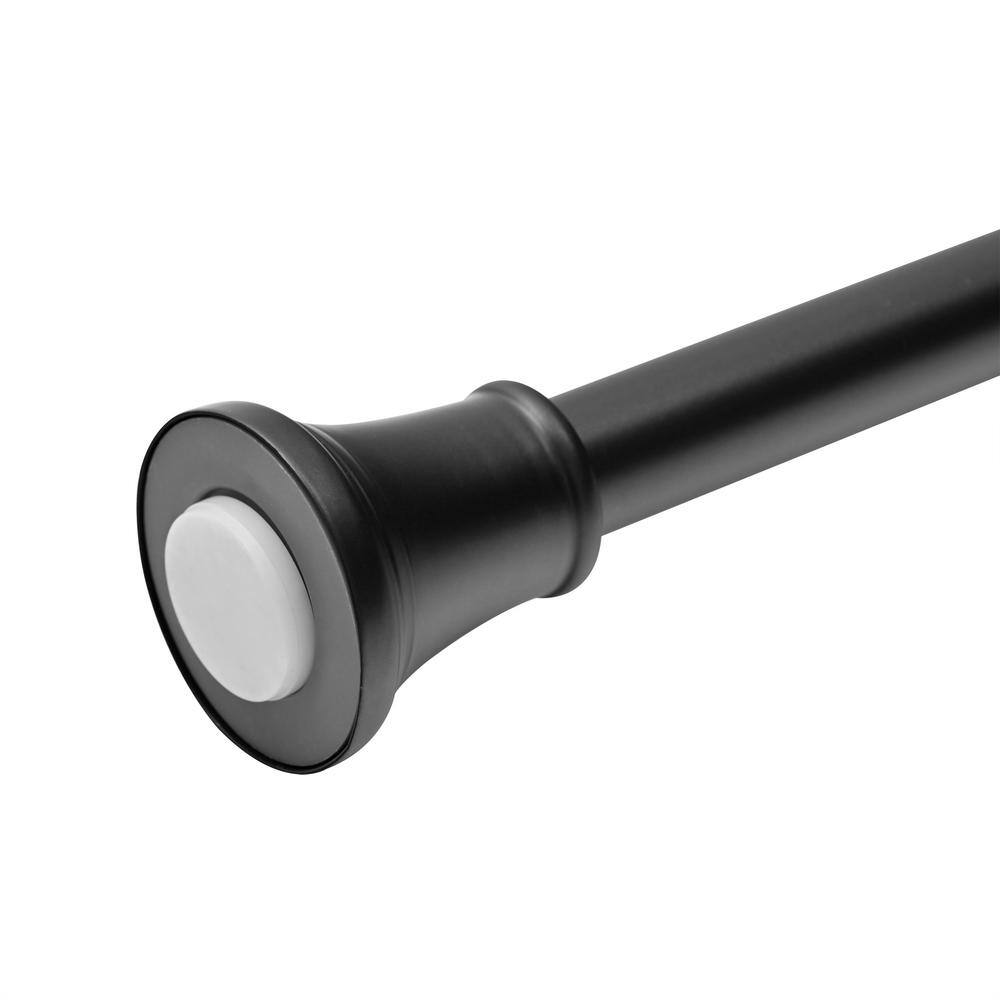 Adjustable Matte Black Aluminum Tension Shower Rod 44-72 Inches