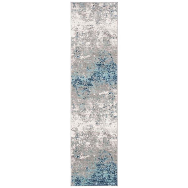 SAFAVIEH Brentwood Light Gray/Blue 2 ft. x 20 ft. Abstract Runner Rug