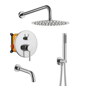 Wall Mount 10 in. Single Handle 1-Spray Tub and Shower Faucet 1.8 GPM in. Chrome S1 Pressure Balance Valve Included