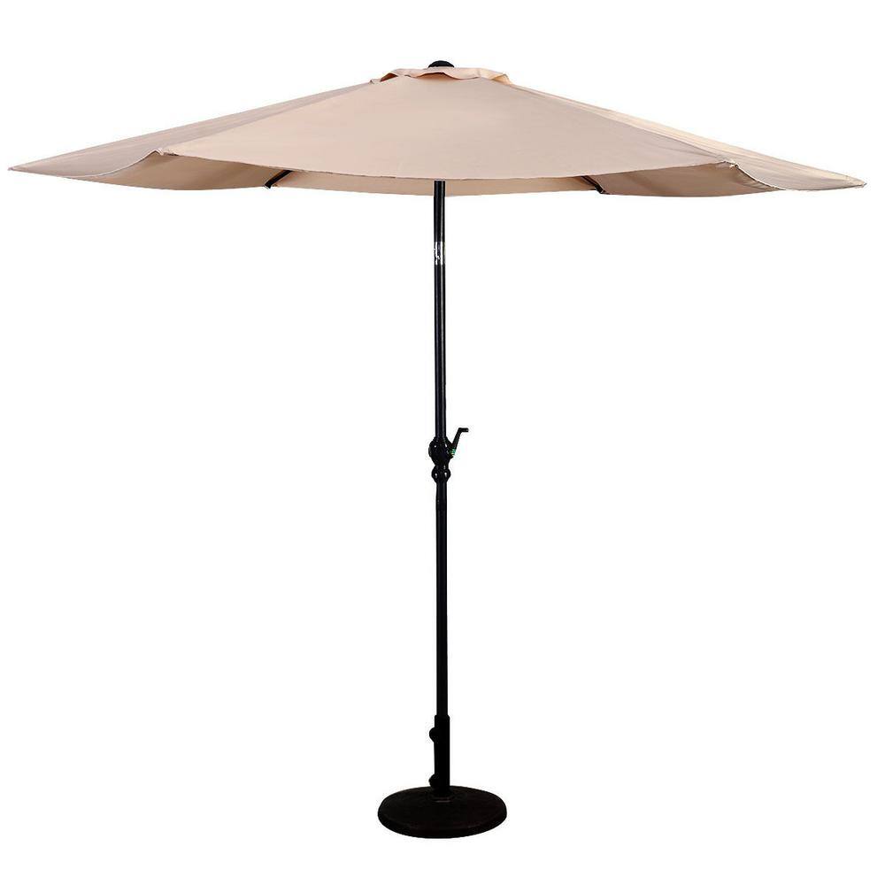 10 ft. Steel Cantilever Solar Tilt Half Patio Umbrella with Crank in Beige