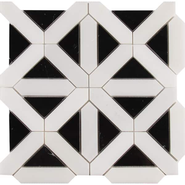 MSI - Retro Fretwork 12 in. x 12 in. x 0.38 in. Polished Marble Mesh-Mounted Mosaic Floor and Wall Tile (1 sq. ft./Case)