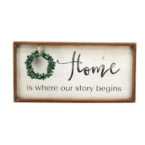Home is Where Our Story Begins Framed Wood Wall Decorative Sign
