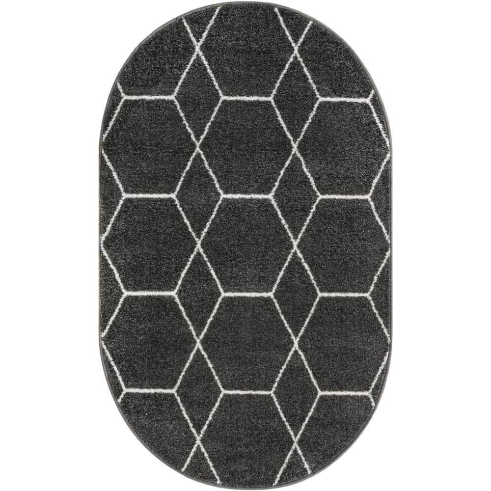 Trellis Frieze Dark Gray 3 ft. x 5 ft. Geometric Area Rug price history on PriceWatchPro