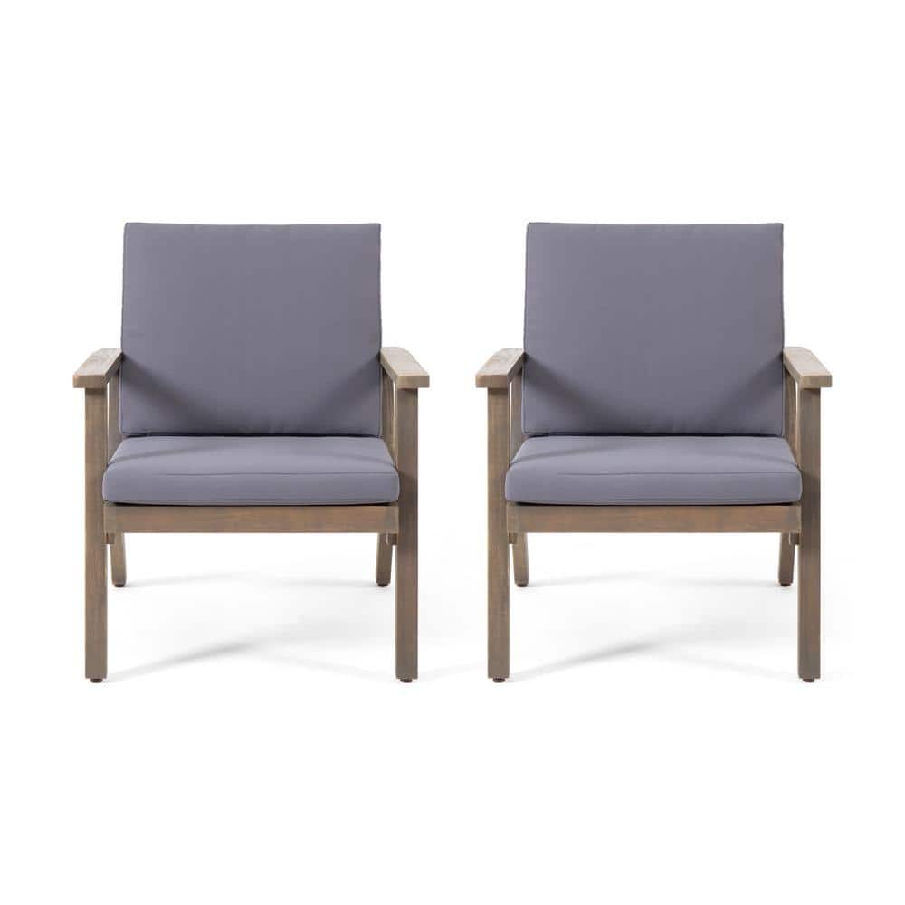 Modern Style Acacia Wood Outdoor Dining Chair with Dark Gray Cushions, High Quality Club Chairs for Outdoor Use (2-Pack) price history on PriceWatchPro