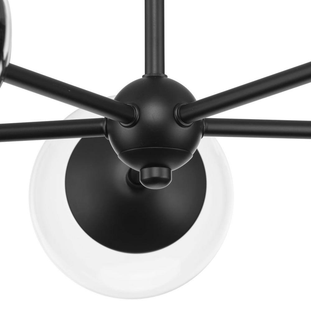 28" Black Sputnik Chandelier with Clear Glass Shades