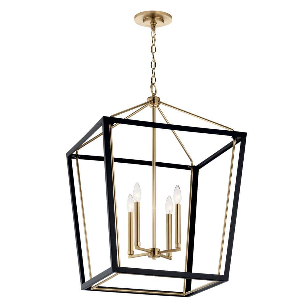Delvin 31.75 Inch 4-Light Clear Glass Pendant in Champagne Bronze