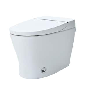 1/1.28 GPF Tankless Elongated Smart Bidet Toilet in White with Adjustable Temp Heated Seat, Foot Sensor Flush