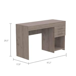 Amelia 47.2 in. Rectangular Light Gray Particle Board 2-Drawer Desk with Drawers, Shelves