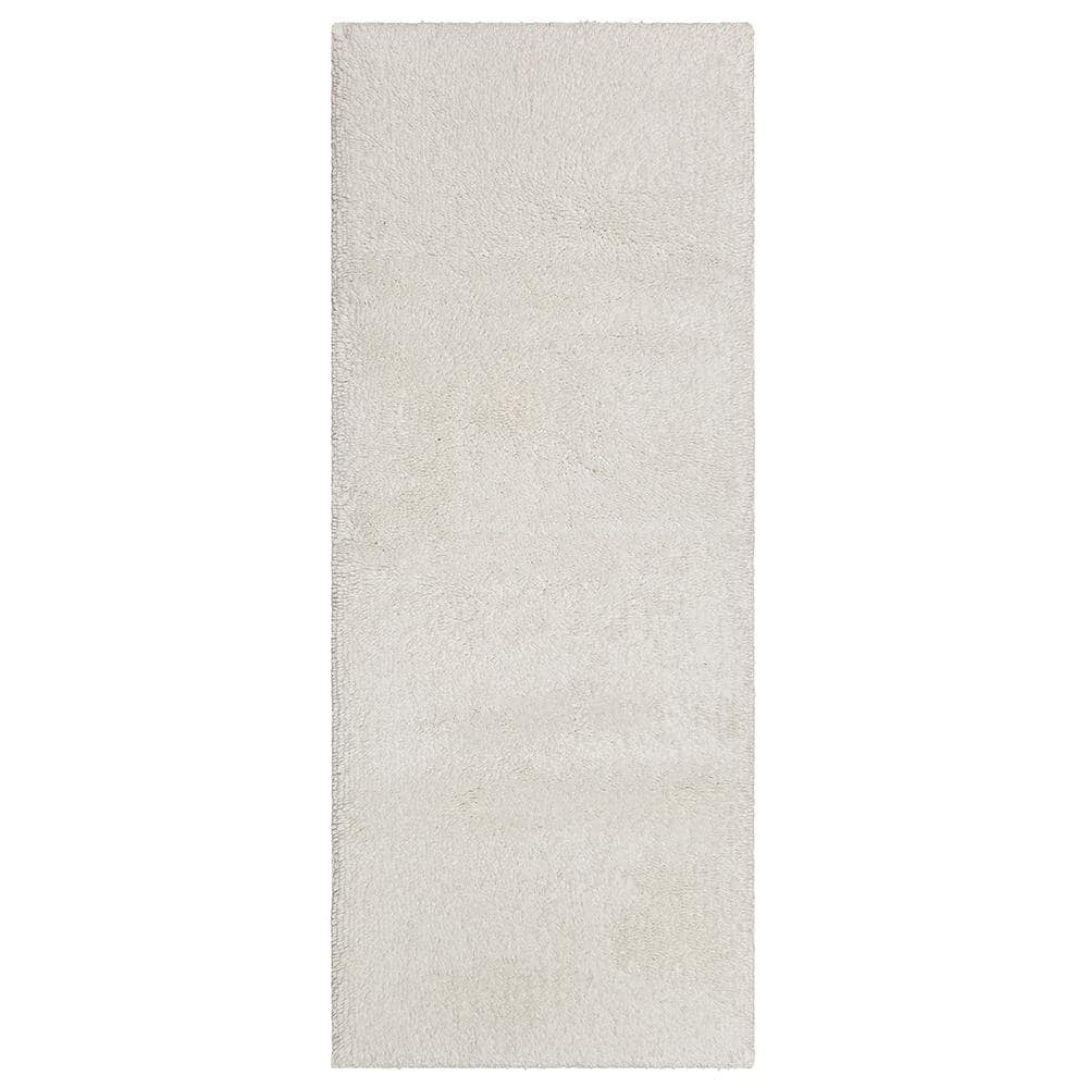 Classic White Cotton Runner Bath Mat with Non-Slip Backing